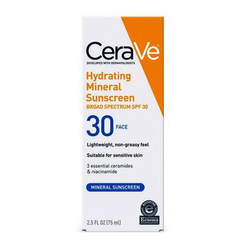 推荐CeraVe Mineral Sunscreen Lotion for Face SPF 30, 2.5 Oz商品