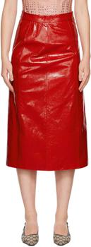 Gucci | 红色 Python 皮革半身裙商品图片,
