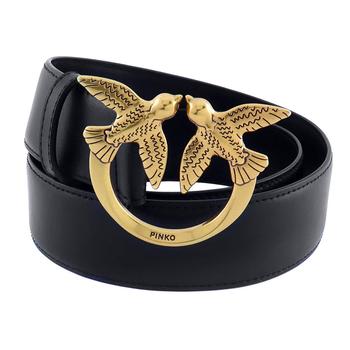 Love Leather, PINKO | Love Birds Leather Belt In Black商品图片 6.8折