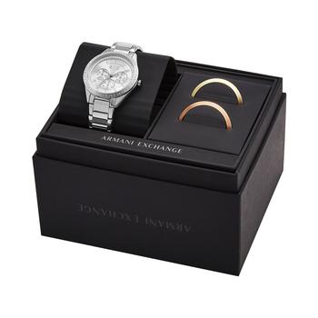 Armani Exchange | Women's Multifunction Silver-Tone Stainless Steel Bracelet Watch, 38mm and Toprings Set商品图片,