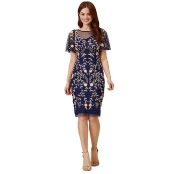 Adrianna Papell | Embellished Flutter-Sleeve Sheath Dress 