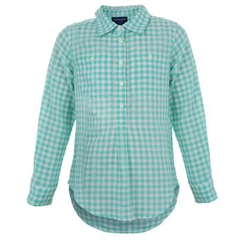 [二手商品] Ralph Lauren | Ralph Lauren White and Green Checked Long Sleeve Button-Down Cotton Shirt 6 Yrs 8.2折