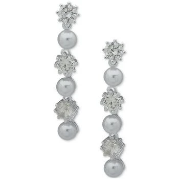 Anne Klein | Silver-Tone Imitation Pearl & Crystal Flower Linear Drop Earrings 独家减免邮费