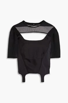 Alexander McQueen | Cutout shell, satin-twill and stretch-mesh top 5折