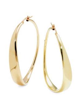 商品18K Yellow Gold Oval Hoop Earrings图片