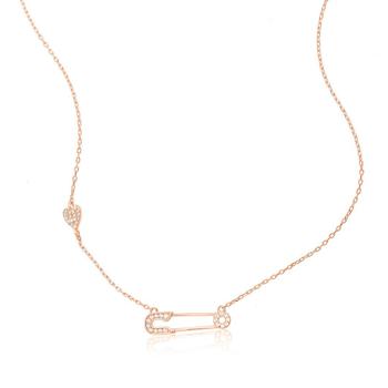 商品Adornia Safety Pin Heart Necklace 14k Rose Gold Vermeil图片