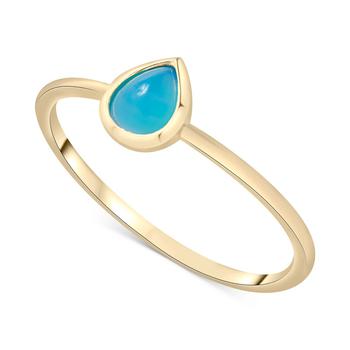 商品Macy's | Blue Chalcedony Pear Solitaire Ring in 14k Gold-Plated Sterling Silver,商家Macy's,价格¥381图片