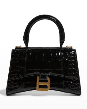 巴黎世家包双肩包, Balenciaga | Hourglass XS Crocodile-Embossed Top-Handle Bag商品图片 
