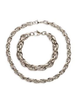 推荐Issac 2-Piece Titanium Chain Link Necklace & Bracelet Set商品