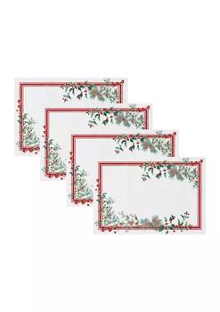 商品Winter Holiday Berry Fabric Placemat Set of 4图片