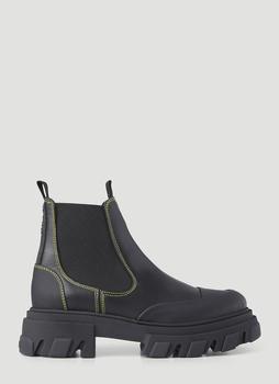 ganni靴长筒靴, Ganni | Leather Chelsea Ankle Boots in Black商品图片 