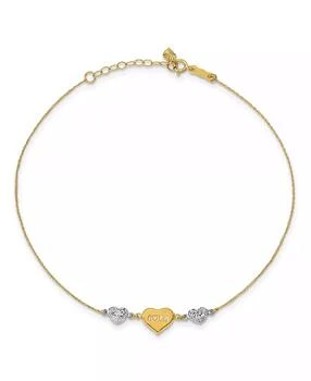 Macy's | Puffed Heart "Love" Anklet in 14k Yellow and White Gold,商家Macy's,价格¥1543