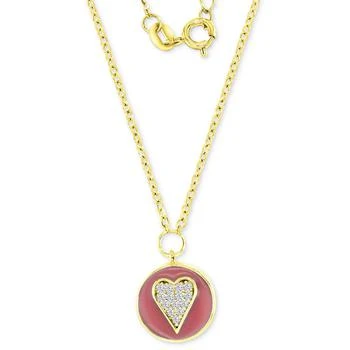Macy's | Cubic Zirconia & Pink Enamel Cluster Disc Pendant Necklace in 14k Gold-Plated Sterling Silver, 13" + 2" extender,商家Macy's,价格¥447