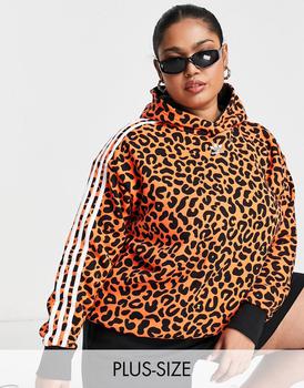adidas plus精选, Adidas | adidas Originals x Rich Mnisi Plus all over leopard print hoodie in orange商品图片 7.5折