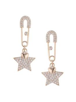 Eye Candy LA | ​The Luxe Safety Pin Star 18K Goldplated & Crystal Drop Earrings商品图片,5折
