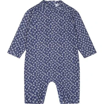 PETIT BATEAU | Blue Anti Uv Babygrowfor Baby Girl With Flowers Print,商家Italist,价格¥666