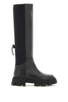 推荐Gia borghini leather and fabric combat boots商品