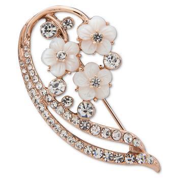 商品Anne Klein | Rose Gold-Tone Crystal Flower Melody Pin,商家Macy's,价格¥149图片