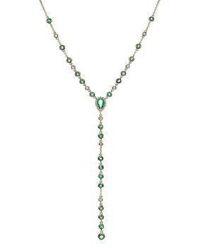 商品Bloomingdale's | Emerald & Diamond Lariat Necklace in 14K Yellow Gold, 18" - 100% Exclusive,商家Bloomingdale's,价格¥25609图片
