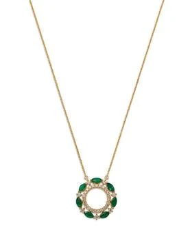 Bloomingdale's Fine Collection | Emerald & Diamond Circle Pendant Necklace in 14K Yellow Gold, 18",商家Bloomingdale's,价格¥35300