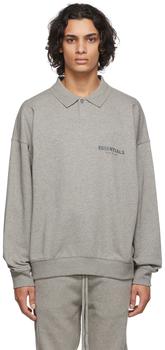 essentials polo, Essentials | Grey Long Sleeve Polo商品图片 额外8.5折, 额外八五折