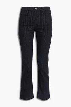 FRAME | Le High Straight metallic pinstriped high-rise straight-leg jeans 3折, 独家减免邮费
