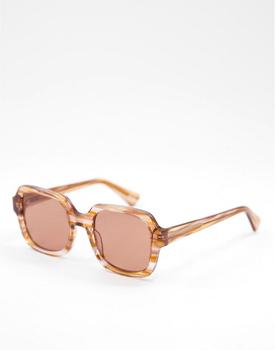 ASOS | ASOS DESIGN acetate frame 70s square sunglasses in brown商品图片,6折