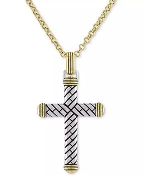 Esquire Men's Jewelry | Textured Cross 22" Pendant Necklace in 14k Gold Over Sterling Silver, Created for Macy's,商家Macy's,价格¥1157