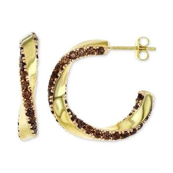 Macy's | Cubic Zirconia Smoky Twist Small Hoop Earrings in 14k Gold-Plated Sterling Silver, 1",商家Macy's,价格¥1785