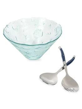 French Home | 3-Piece Coastal Salad Bowl & Laguiole Server Set,商家Saks OFF 5TH,价格¥300