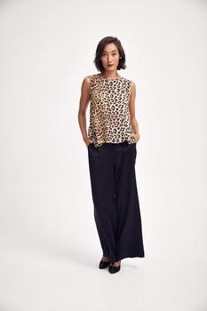 new york, Lindsay Nicholas New York | Lindsay Nicholas New York Silk Peplum Top in Leopard商品图片 