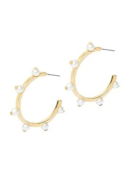 推荐14K-Gold-Plated & Acrylic Pearl Hoop Earrings商品