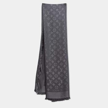 lv丝巾, [二手商品] Louis Vuitton | Louis Vuitton Anthracite Grey Monogram Silk Wool Shawl商品图片 满$800减$80, 满减