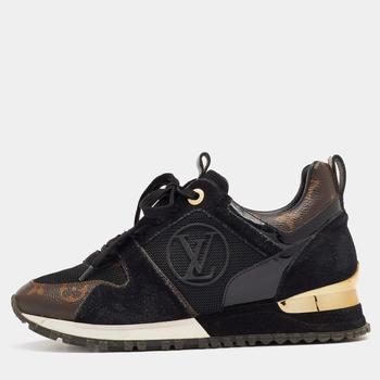lv低帮鞋, [二手商品] Louis Vuitton | Louis Vuitton Black/Brown Monogram Canvas And Mesh Run Away Low Top Sneakers Size 35商品图片 9.8折, 满1件减$100, 满减
