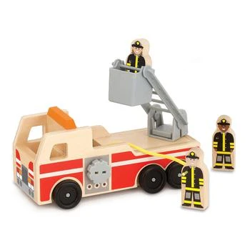 Melissa & Doug | Wooden Fire Truck With 3 Firefighter Play Figures 