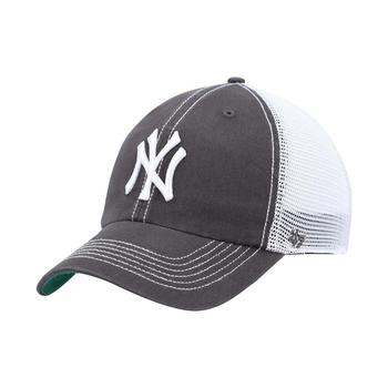 product Men's Graphite, White New York Yankees Trawler Clean Up Trucker Snapback Hat image