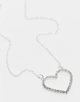 推荐True Decadence crystal heart drop necklace in silver商品