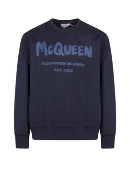 推荐Alexander McQueen Graffiti Logo Printed Crewneck Sweatshirt商品