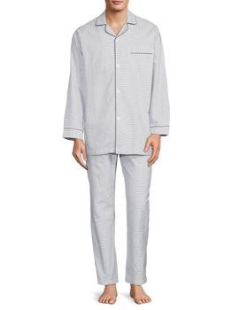 商品​2-Piece Tattersall Button Down & Pants Pajama Set,商家Saks OFF 5TH,价格¥511图片