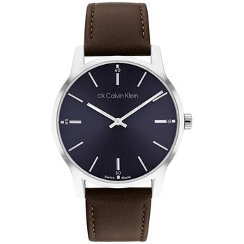 手表男ck精选, Calvin Klein | Men's Swiss Dressed Brown Leather Strap Watch 40mm商品图片 