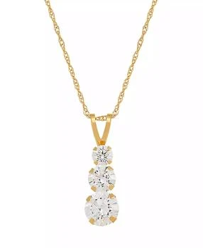 Macy's | Cubic Zirconia Three Stone Pendant Necklace in 14k Yellow Gold,商家Macy's,价格¥1157