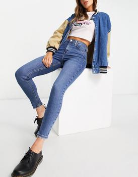 商品Topshop | Topshop Jamie jeans with abraided hem in mid blue,商家ASOS,价格¥181图片