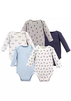 推荐Hudson Baby Infant Boy Cotton Long-Sleeve Bodysuits 5pk, Basic Paper Airplane商品