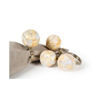 商品Manor Luxe | Mother of Pearl Elegant Ball Metal Napkin Rings, Set of 4,商家Macy's,价格¥534图片