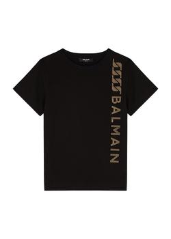 推荐KIDS Black stud-embellished cotton T-shirt (4-10 years)商品