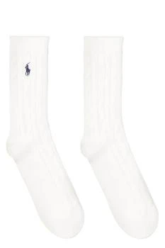 Ralph Lauren | Polo Ralph Lauren Logo Embroidered Ribbed Socks,商家Cettire,价格¥398