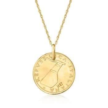 Ross-Simons | Ross-Simons Italian 14kt Yellow Gold Replica 5-Lira Coin Medallion Pendant Necklace,商家Premium Outlets,价格¥1927