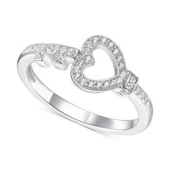 商品Macy's | Diamond Heart & Key Ring (1/6 ct. t.w.) in Sterling Silver,商家Macy's,价格¥1431图片