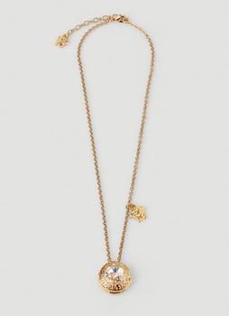 范思哲项链, Versace | Embellished Greca Pendant Necklace in Gold商品图片 