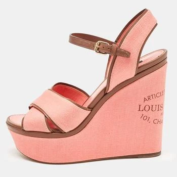Louis Vuitton | Louis Vuitton Pink Canvas and Leather Articles De Voyage  Wedge Sandals Size 40 